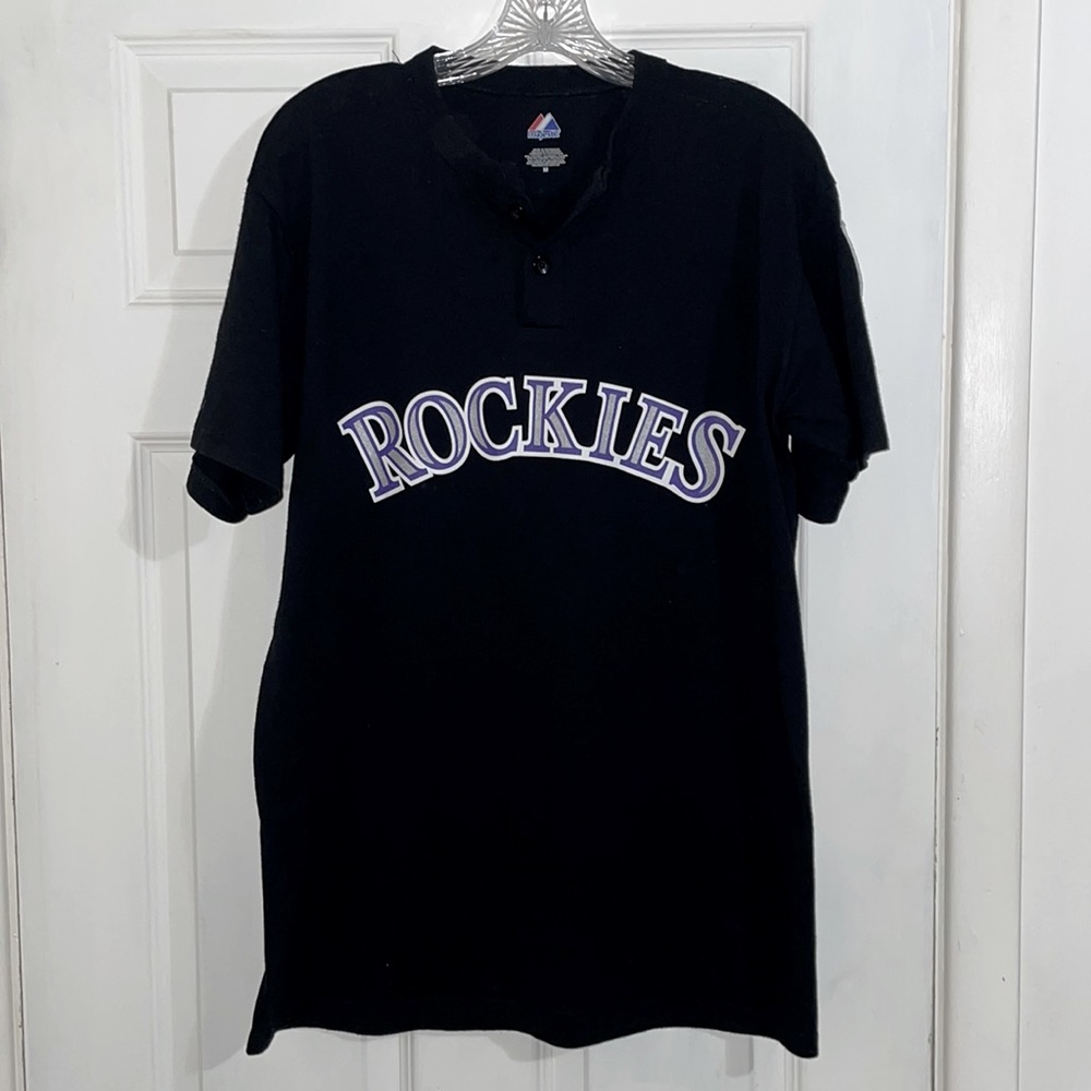 Majestic (Rockies)#5 jersey shirt, Medium, Black